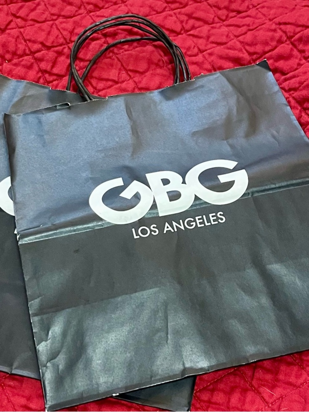 GBG Los Angeles Black Paper Shopping Bag Set of 2